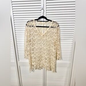 Blu Pepper Beige Crochet Lace Top Size L